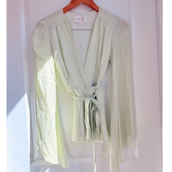 Stone Cold Fox 100% Silk Sage Beverly Blouse Size 1 Bell Sleeve Feminine Chic‎ - Picture 4 of 12